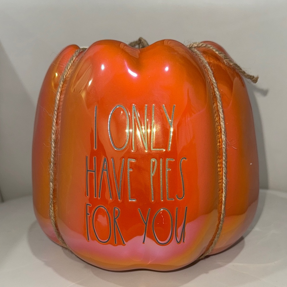 Rae Dunn I ONLY HAVE PIES FOR YOU Orange Luster Pumpkin Planter or Bowl